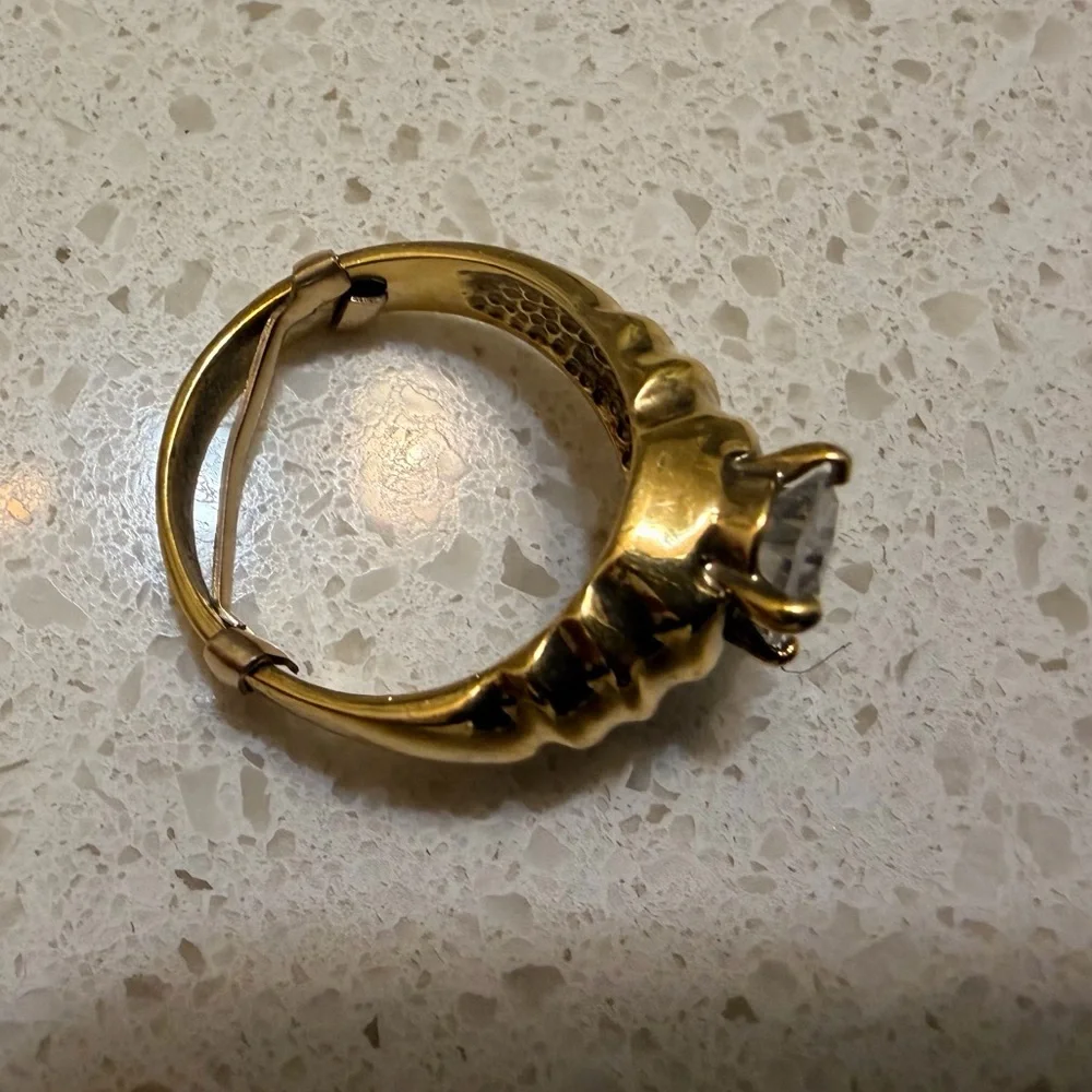 Cubic zirconia gold ring, size 8